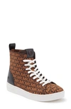 Michael Michael Kors Edie Knitted High-top Sneakers In Brown Multi
