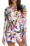 La Blanca Paradise Long Sleeve Half Zip Rashguard In Multi
