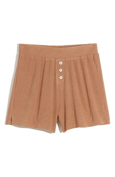 Madewell Mwl Rib Pull-on Shorts In Faded Earth
