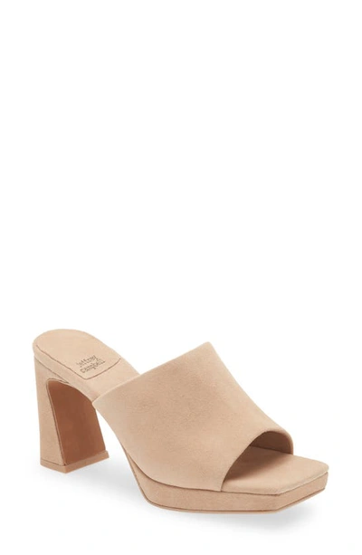 Jeffrey Campbell Caviar Platform Slide Sandal In Natural Suede