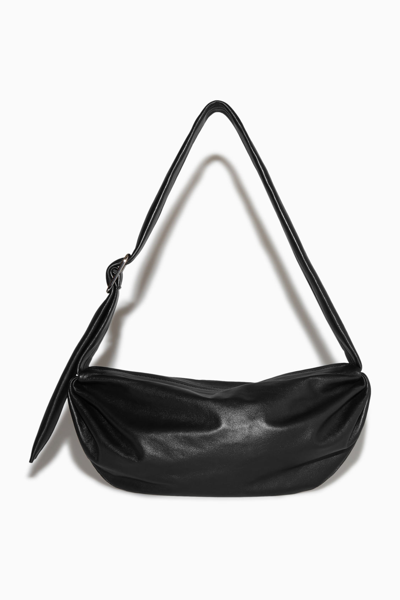 Cos Soft Leather Crossbody Bag In Black