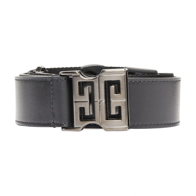 Givenchy 4g-buckle Faux-leather And Grosgrain Belt In Black