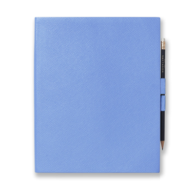 Smythson Portobello Sketchbook In Panama In Nile Blue