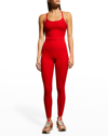 Beyond Yoga Caught In The Midi High-waist Space-dye Leggings In Red Hot Siren