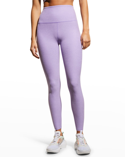 Beyond Yoga Caught In The Midi High-waist Space-dye Leggings In Crisp Lavender He