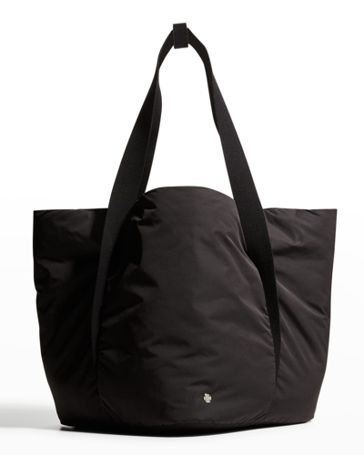 The Row Drew Drawstring Tote Bag In Nylon And Leather In Blpl Black Pld