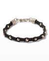 John Varvatos Leather & Sterling Silver Bracelet In Silver
