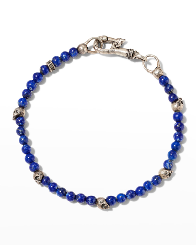 John Varvatos Skull Bead Bracelet In Blue
