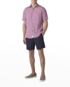 Rodd & Gunn Dunsaddle Check Short Sleeve Linen Button-up Shirt In Garnet