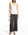 Eileen Fisher Crinkled Wide-leg Ankle Pants In Rye