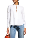 Rag & Bone Jade Floral Embroidered Long-sleeve Blouse In Black