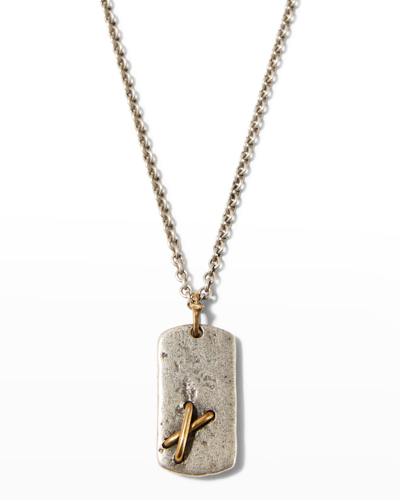 John Varvatos Men's Wrap Dog Tag Pendant Necklace, 24"l In Silver