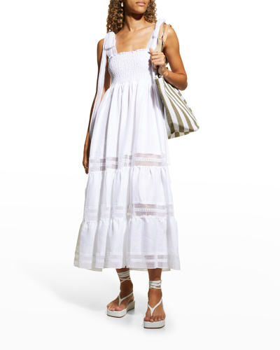 Miguelina Addy Washed Linen Midi Dress In Pure White