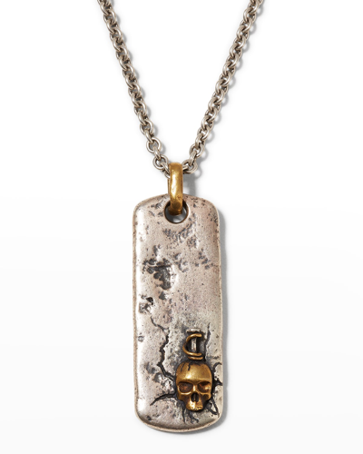 John Varvatos Men's Skull Dog Tag Pendant Necklace, 24"l In Silver