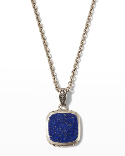 John Varvatos Men's Sterling Silver Artisan Lapis Lazuli Pendant Necklace, 24 In Blue/silver