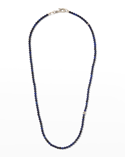 John Varvatos Men's Skull Lapis Beaded Necklace, 24"l In Blue/silver