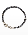 JOHN VARVATOS MEN'S SKULL OBSIDIEN BEADED BRACELET