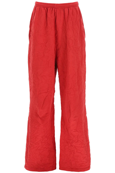 Balenciaga Wide-leg Fleece-jersey Track Pants In Red