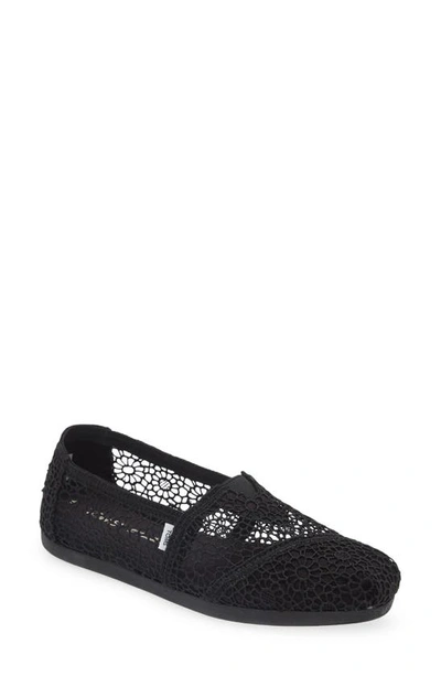 Toms Alpargata Slip-on In Black Moroccan Crochet