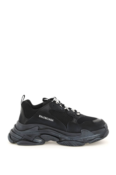 Balenciaga Men's Triple S Clear-sole Sneakers In Black