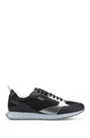 Hugo Retro-inspired Trainers With Mesh And Metallic Details In Black