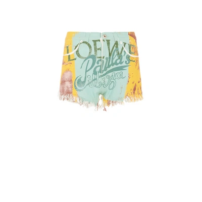 Loewe Paula's Ibiza High-rise Printed Denim Shorts In White