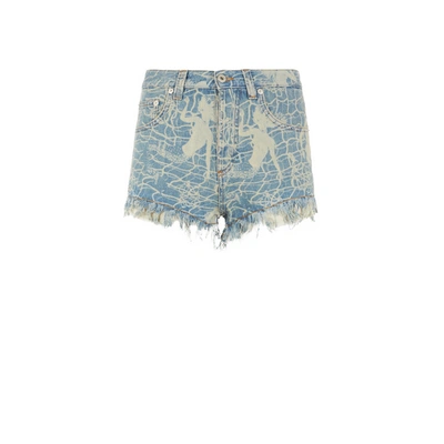 Loewe Paula's Ibiza High-rise Printed Denim Shorts In Washed Indigo