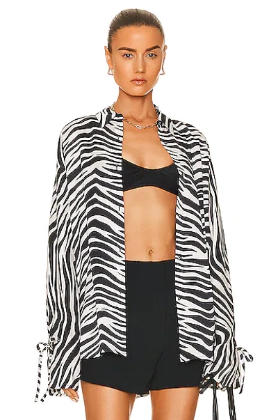Tove Stevie Oversized Zebra-print Silk Shirt In Black