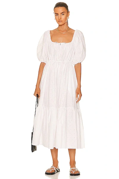 Matteau + Net Sustain Tiered Broderie Anglaise Organic Cotton-poplin Midi Dress In White