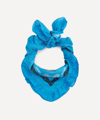 Ganni Graphic-print Frilled-trim Organic-cotton Bandana In Blue