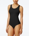 Spanx Ecocare Seamless Rib Tank Thong Bodysuit In Very Black