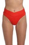 La Blanca Island Goddess Crossover High Waist Bikini Bottoms In Cherry