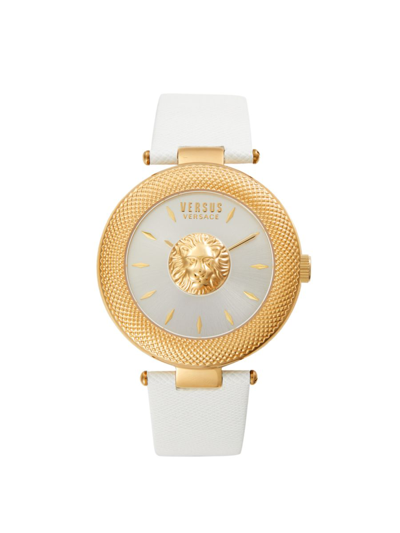 Versus Women's 40mm Ion-plated Goldtone Stainless Steel & Leather Strap Watch In White