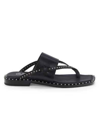 Ash Women's Studded Leather Toe Loop Sandals In Black