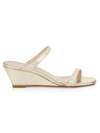 Stuart Weitzman Aleena Metallic Leather Wedge Sandals In Gold