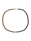 EYE CANDY LA MEN'S WYATT TIGER EYE & ONYX BEADED NECKLACE