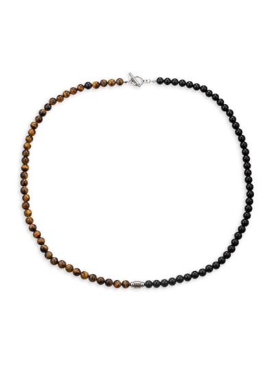 Eye Candy La Men's Wyatt Tiger Eye & Onyx Beaded Necklace