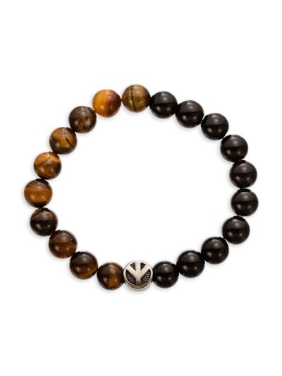 Eye Candy La Men's David Titanium, Tiger Eye & Onyx Peace Beaded Bracelet