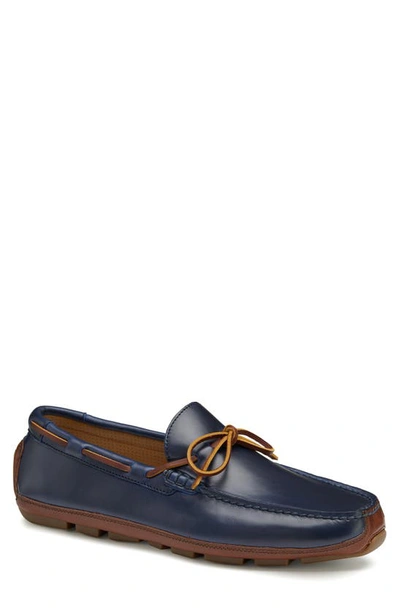 J And M Collection Damon Driving Shoe In Navy American Full Grain