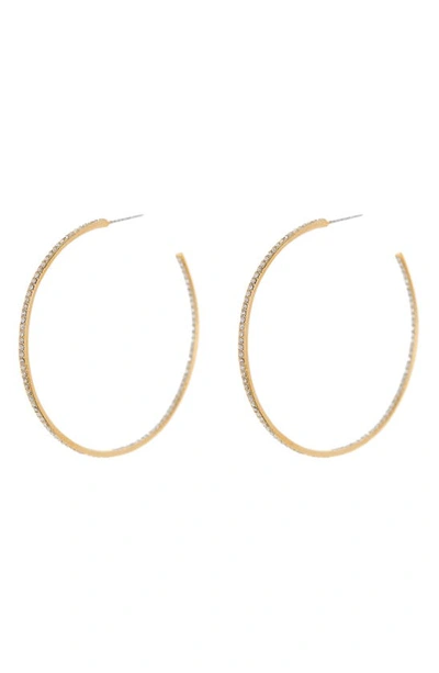 Nordstrom Pavé Classic 50mm Hoop Earrings In Clear- Gold