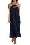La Blanca Coastal High-neck Tiered Maxi Dress In Indigo