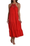 La Blanca Coastal Halter Neck Cover-up Dress In Cherry