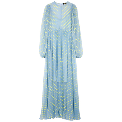 STINE GOYA CHAIMA BLUE FIL-COUPÉ CHIFFON MAXI DRESS 