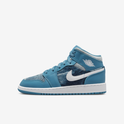 Jordan Air  1 Mid Big Kids' Shoes In Dutch Blue,white