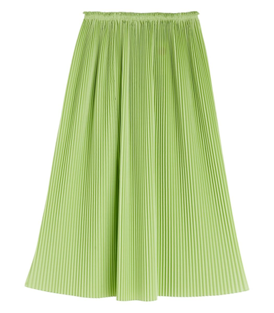 Rosie Assoulin Varina Pleated Poplin Midi Skirt In Lime