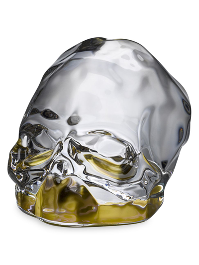 Nude Glass Memento Mori Faceted Skull In Gold