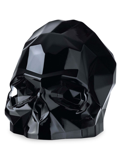 Nude Glass Memento Mori Faceted Skull In Black
