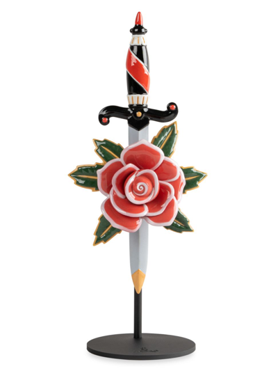 Lladrò Dagger And Rose Porcelain Sculpture In Multi