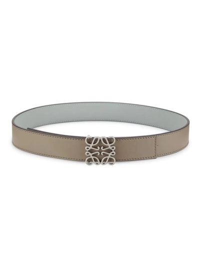Loewe Reversible Anagram Belt In Laurel Green  Ash  Grey  & Palladium