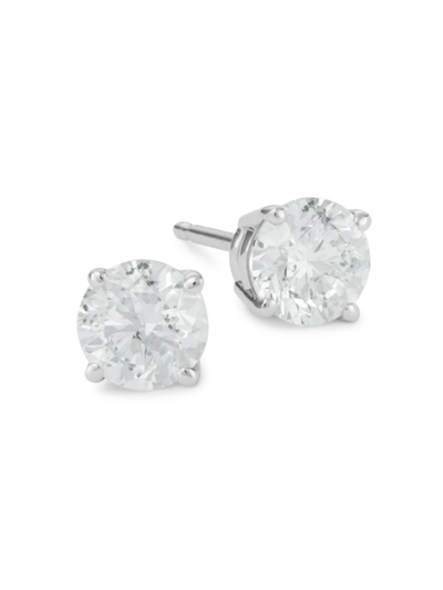 Saks Fifth Avenue Women's 14k White Gold & 2 Tcw Natural Diamond Stud Earrings In Metallic
